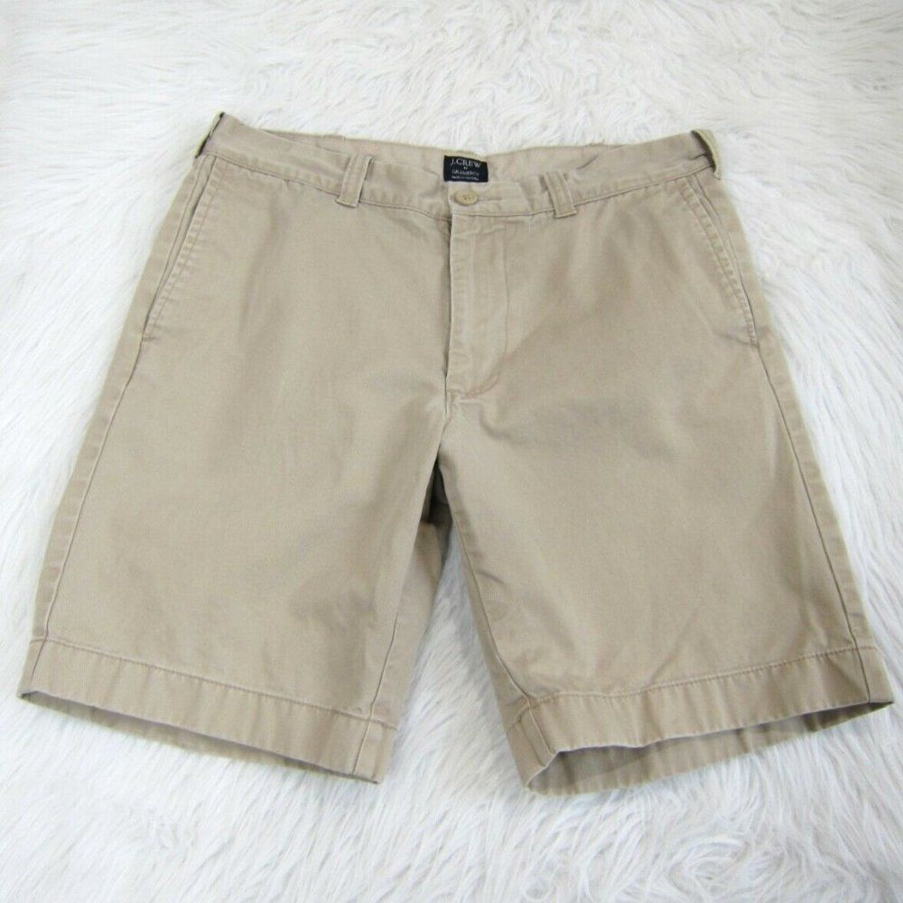 J. Crew Gramercy Men's Chino Flat Front Light Beige Shorts Size 32W 9" Inseam - Picture 1 of 5